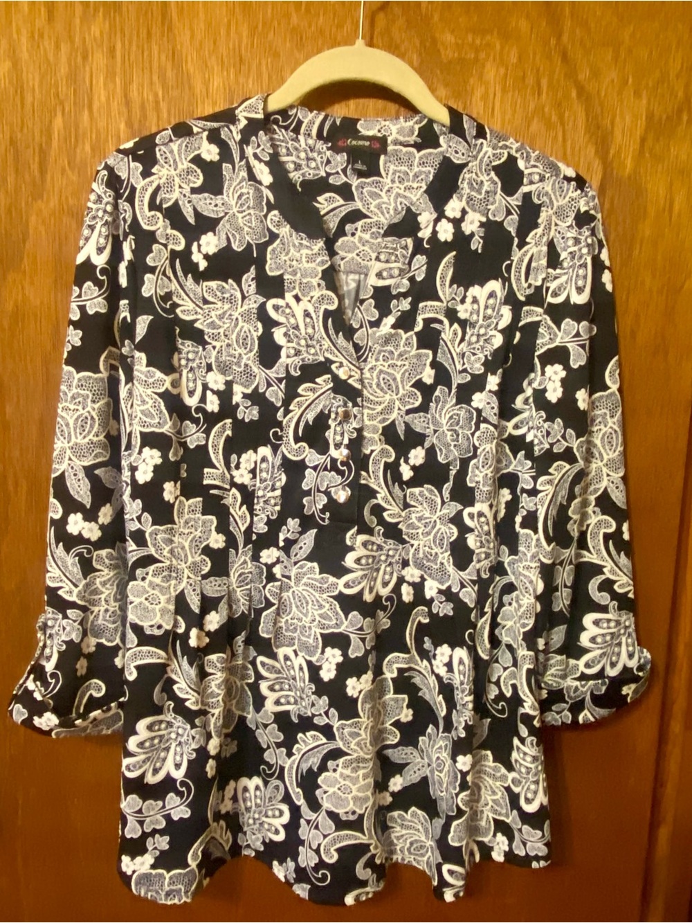Cocomo Navy & White Paisley V-Neck Blouse